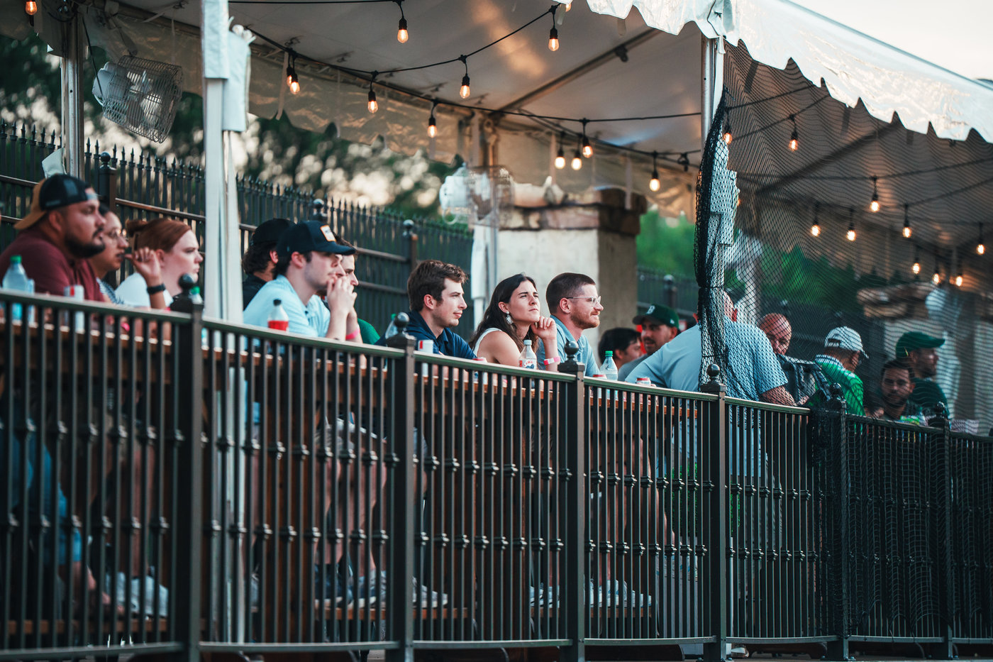 Guests at the rail of the south stage, where the Loge Boxes sit, on a 2026 matchday